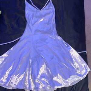 silver velvet flowing short dress